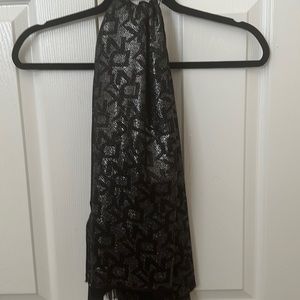DKNY Black Logo DKNY Monogram Metallic Scarf Women NWT